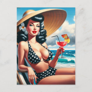 Vintage Sommarstift upp Vykort