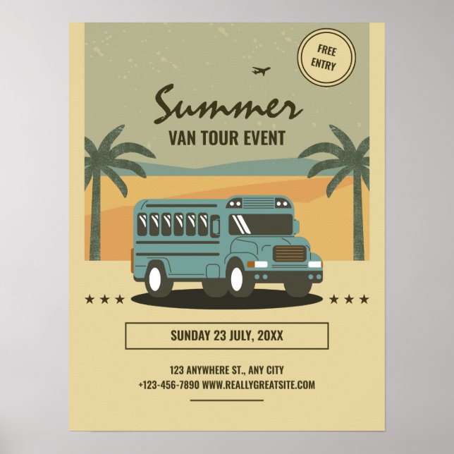 Vintage sommarturnéaffisch, Barns sommarläger Poster (Framsidan)