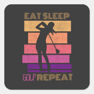 vintage Sömn, ät golfupprepning av sömn Fyrkantigt Klistermärke