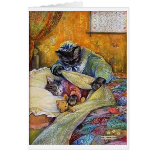 Vintage - Sömn tätt, Kitten. Hälsningskort (Framsidan)