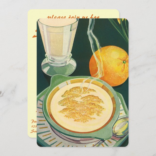 Vintage Söndag Brunch Healthy Breakfast Party Inbjudningar (Fram/baksida)