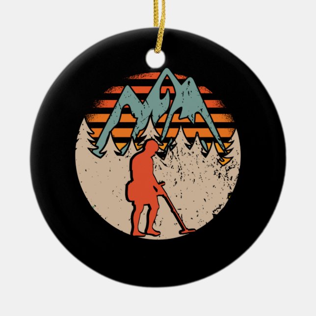Vintage Sondeln Metall Detectorist Julgransprydnad Keramik (Framsidan)