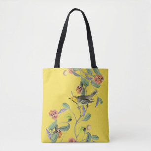 Vintage Songbird Blek Gult Tygkasse
