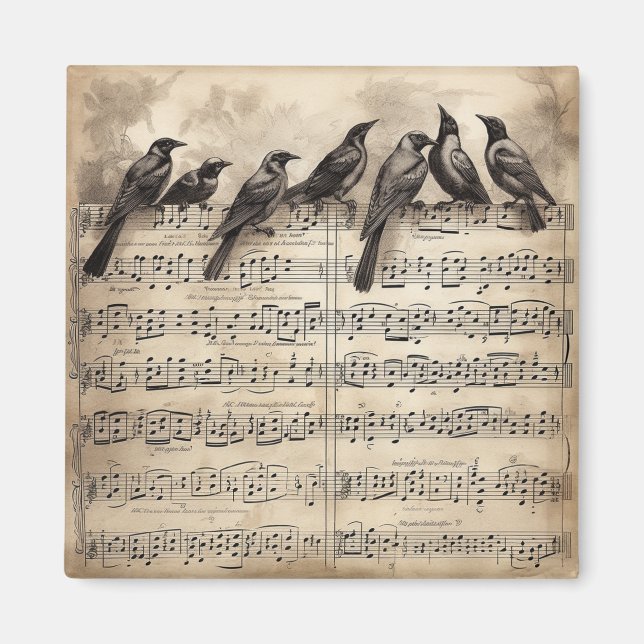 Vintage Songbirds Notblad Magnet (Framsidan)