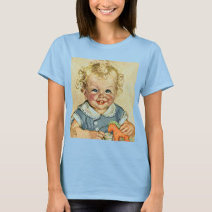 Vintage Söt Blond Skandinavisk Pojke med Lockar T-shirt