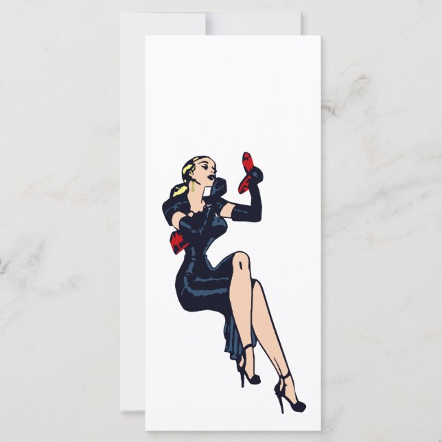 Vintage Söt Blonde Retro Glamor Girl Pinup (Framsida)