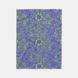 Vintage söt blue lime green blommönster fleecefilt