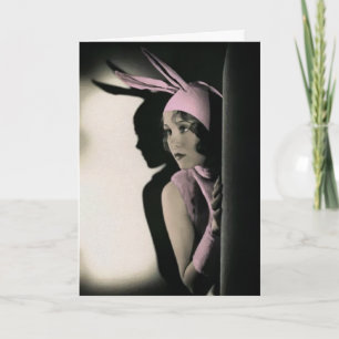 Vintage Söt Bunny Påsk Card Helgkort