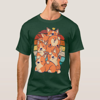 Vintage söt Corgi hundar ovanpå varandra Corgi T Shirt