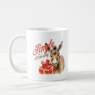 Vintage söt donkey-jingle hela julen kaffemugg