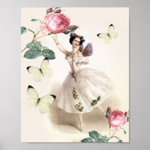 Vintage Söt Fairy Ballerina Girly Poster