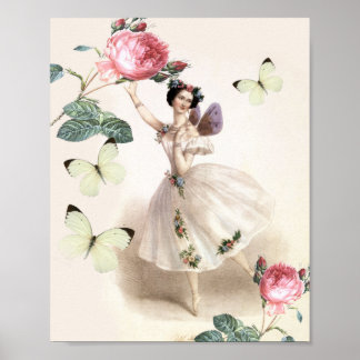 Vintage Söt Fairy Ballerina Girly Poster