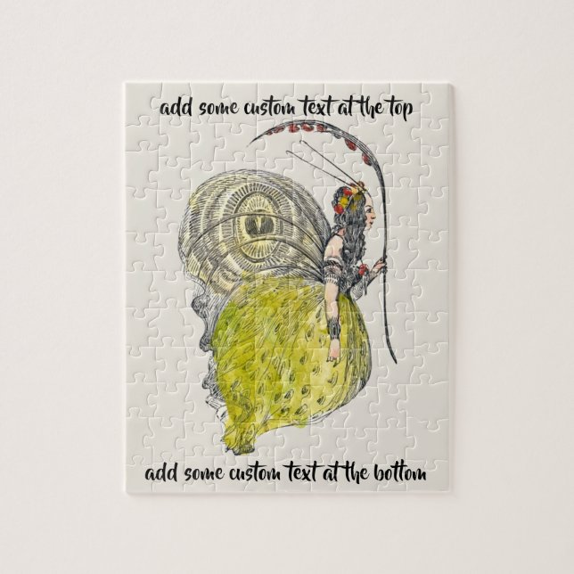 Vintage Söt Fantasy Fjäril Fée med Vingar Pussel (Vertikal)