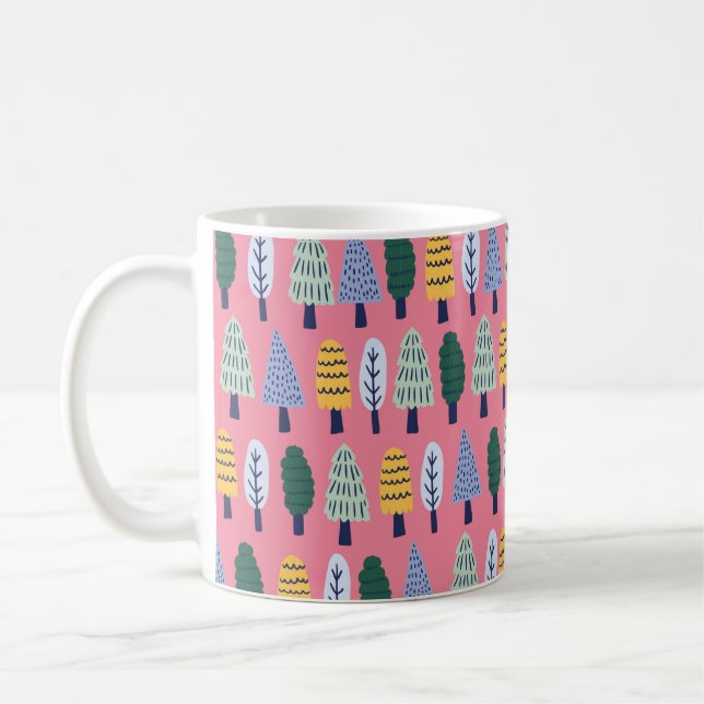 vintage söt gräs träd utan sömlös mönster kaffemugg (Vänster)
