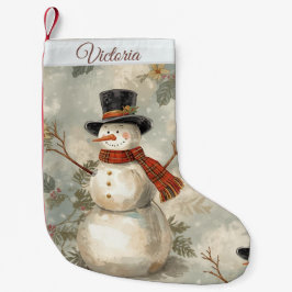Vintage Söt Julsnögubbe Liten Julstrumpa