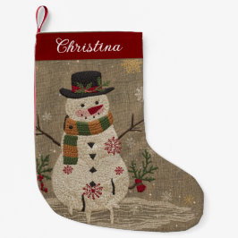 Vintage Söt Julsnögubbe Liten Julstrumpa