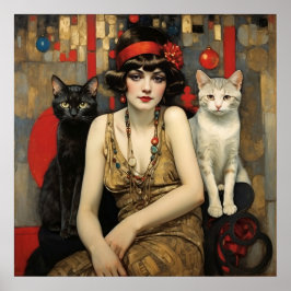 Vintage Söt Kvinnor med svartvitt Poster