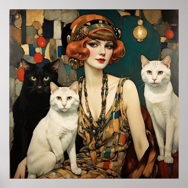 Vintage Söt Kvinnor med svartvitt Poster (Framsidan)