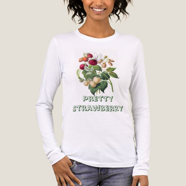 Vintage Söt Strawberry Illustration Personalize T Shirt (Framsida)