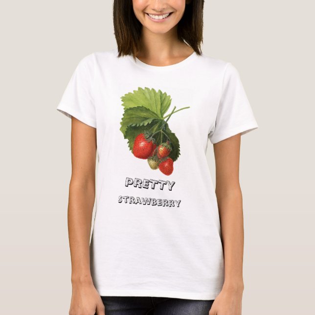 Vintage Söt Strawberry Illustration Personalize T Shirt (Framsida)