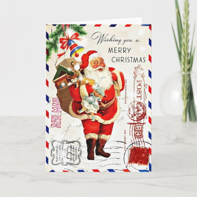Vintage Söt Tomte Jul Helgkort (Framsida)