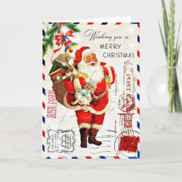 Vintage Söt Tomte Jul Helgkort