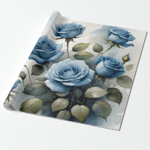 Vintage söt Vattenfärgsmålning för blått Ro Presentpapper
