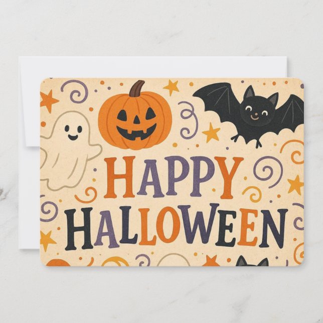 Vintage, söt, viskös Happy halloween Inbjudningar (Framsida)