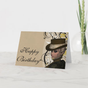 Vintage Söt Woman Grattis på födelsedagen Card 1 Kort