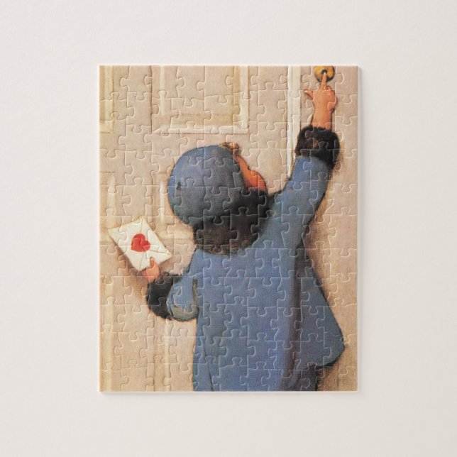 Vintage söta Alla hjärtans dag, brevbärare kärleks Pussel (Vertikal)