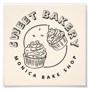 Vintage söta bageri logotyp fototryck