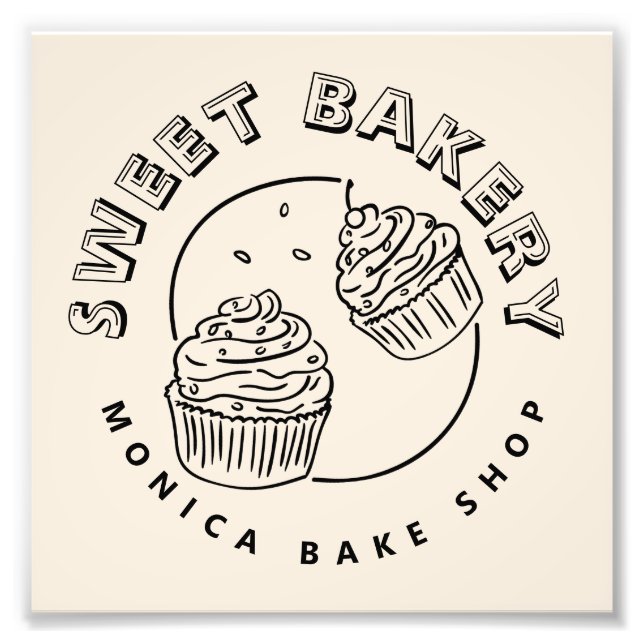 Vintage söta bageri logotyp fototryck (Framsidan)