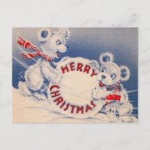 Vintage söta björnar snöboll God Jul