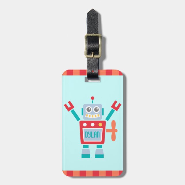 Vintage söta robotleksaker för barn bagagebricka (Vertikal Framsida)