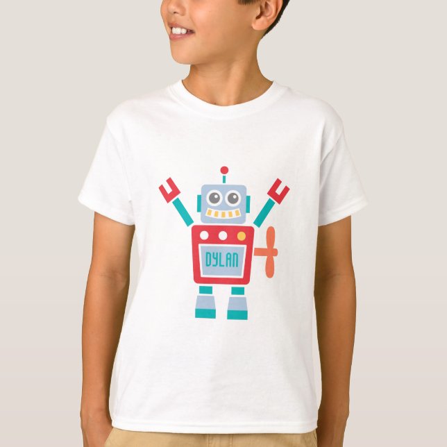 Vintage söta robotleksaker för barn t-shirt (Framsida)