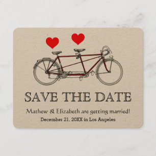Vintage sötnos tandemcykel bröllop Save The Date Inbjudningar