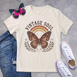 Vintage Soul Brown Butterfly Retro Shirt T