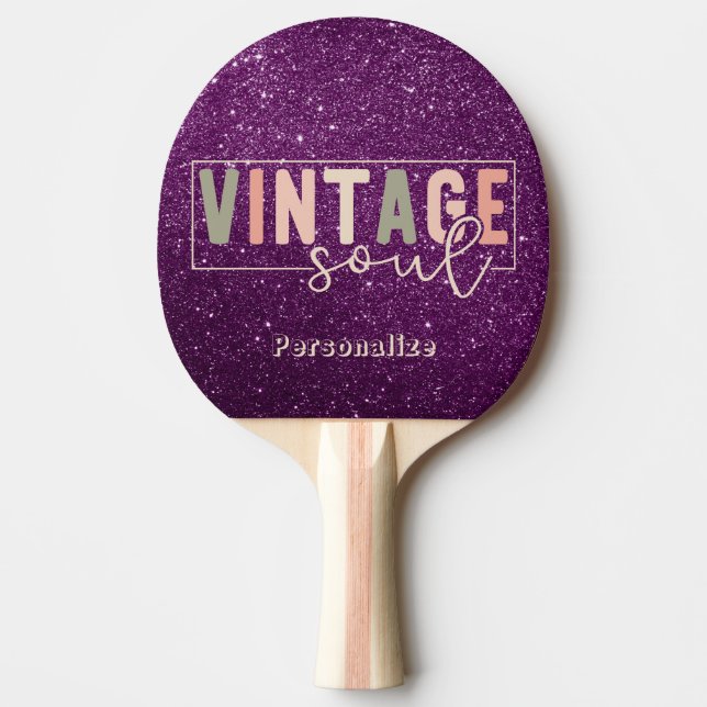 Vintage Soul Quote Retro Färg Lila Glitter Pingisracket (Framsidan)