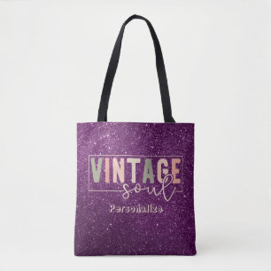 Vintage Soul Quote Retro Färg Lila Glitter Tygkasse