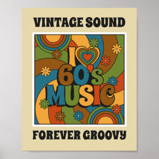 Vintage Sound Forever Groovy 1960-tals Musik Inspi Poster