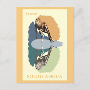 Vintage South Afrika Giraffe Wildlife Animal Vykort