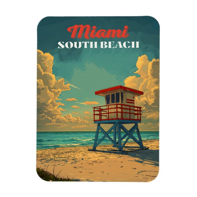 Vintage South Beach Miami Magnet (Vertikal)