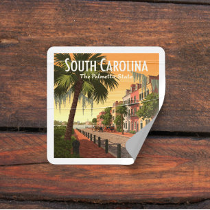 Vintage South Carolina Fyrkantigt Klistermärke