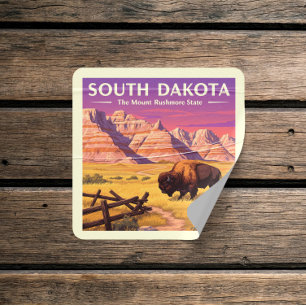 Vintage South Dakota Fyrkantigt Klistermärke