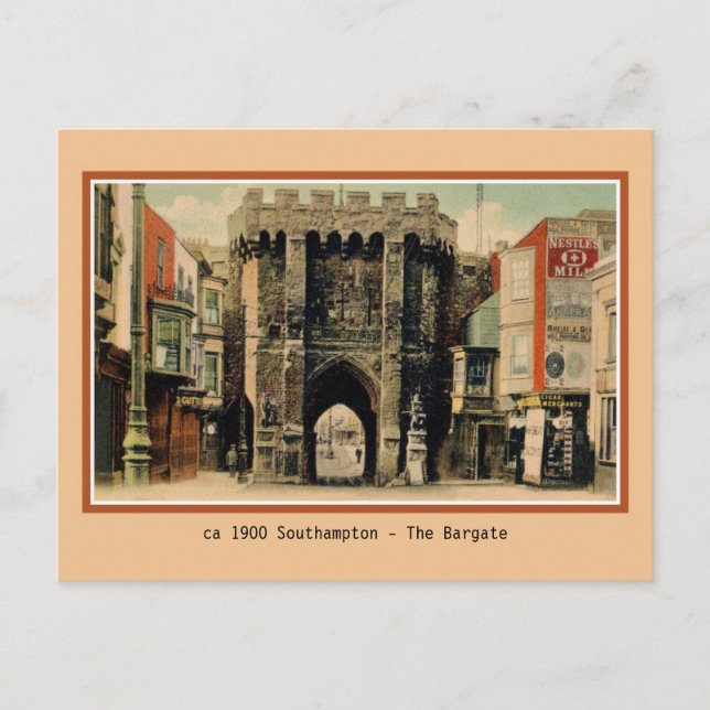 Vintage Southampton Bargate Vykort (Framsida)