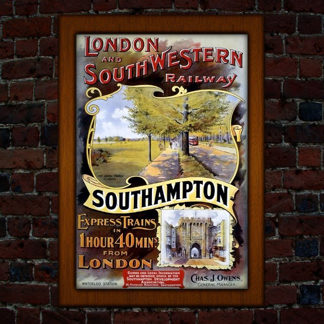 Vintage Southampton Train Travel Advertising  Poster (Skapare uppladdad)