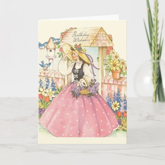 Vintage Southern Belle Birthday Card Kort (Framsida)