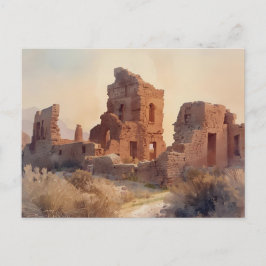 Vintage Southwestern Ruins Illustration Vykort