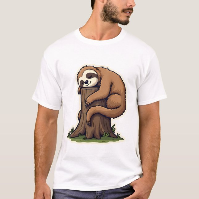 Vintage Sövande Sengångare Skogsstock Söt Djurkons T Shirt (Framsida)