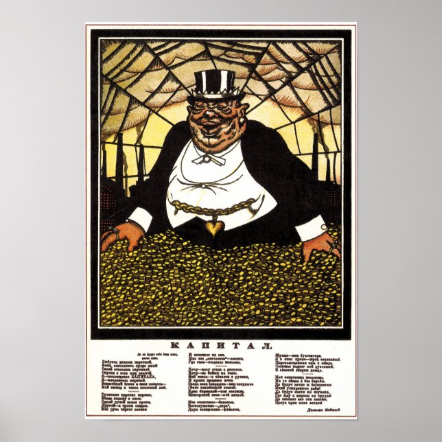 Vintage Sovjetunionen, antikapitalismpropaganda Poster (Framsidan)
